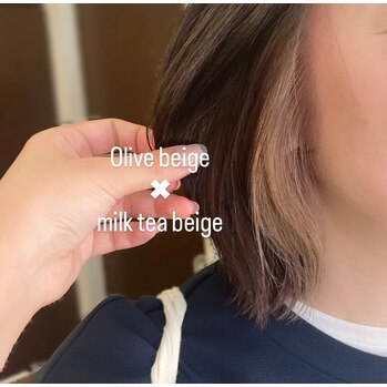 初めてのブリーチも安心◎上品に楽しむミルクティーベージュのインナーカラー【ROUGE護国寺】の画像